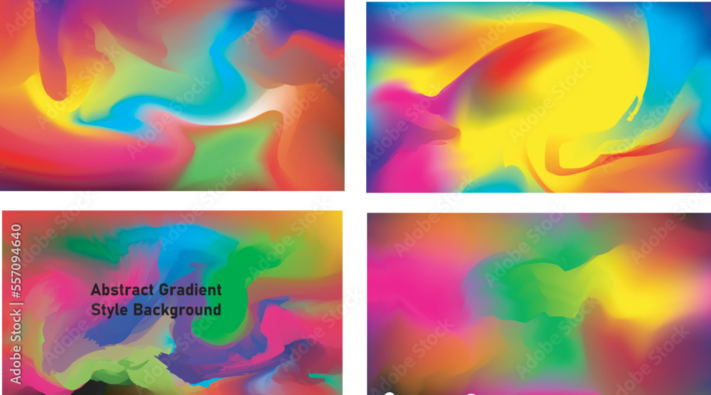 Abstract Gradient Style Background design set of 4 with different color, minimal dynamic shape, 3d rendering, abstract background with rainbow