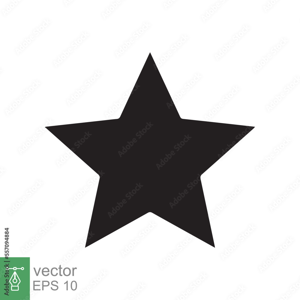 Star icon. Simple solid style. Black star, silhouette, favorite, rating star emblem shape, favourite concept. Glyph vector illustration design isolated on white background. EPS 10. Star icon. Simple solid style. Black star, silhouette, favorite, rating star emblem shape, favourite concept. Glyph vector illustration design isolated on white background. EPS 10.