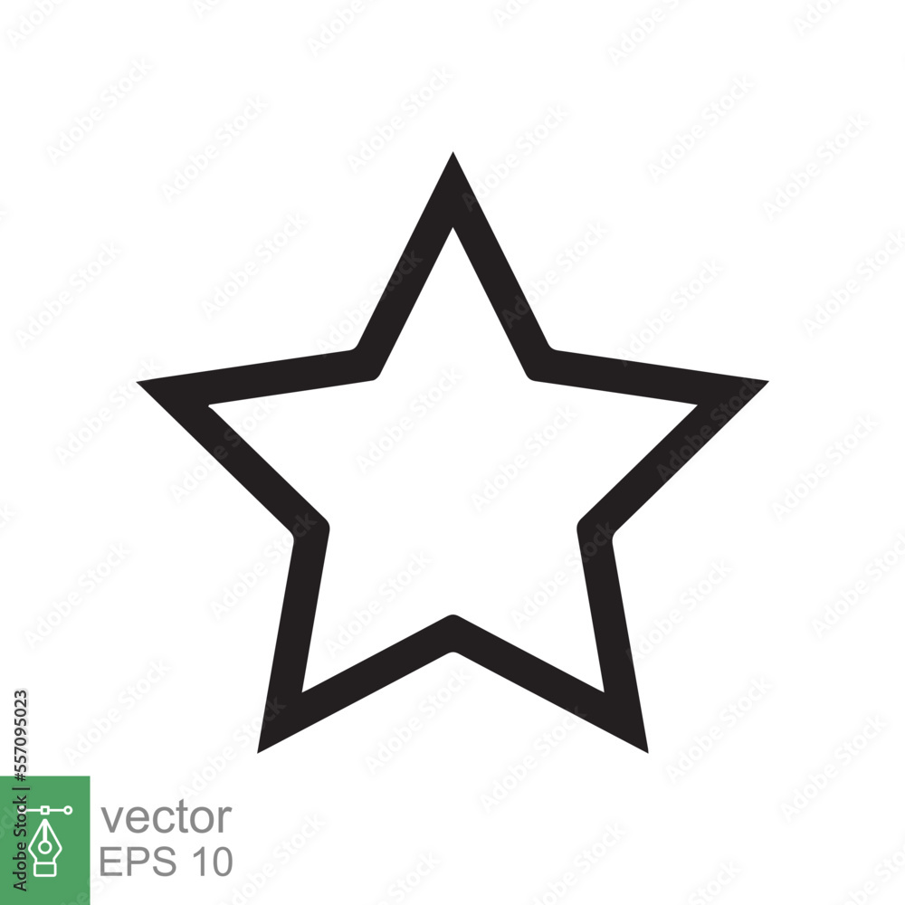 Star icon. Simple outline style. Black star, silhouette, favorite, rating star emblem shape, favourite concept. Thin line vector illustration design isolated on white background. EPS 10. Star icon. Simple outline style. Black star, silhouette, favorite, rating star emblem shape, favourite concept. Thin line vector illustration design isolated on white background. EPS 10.