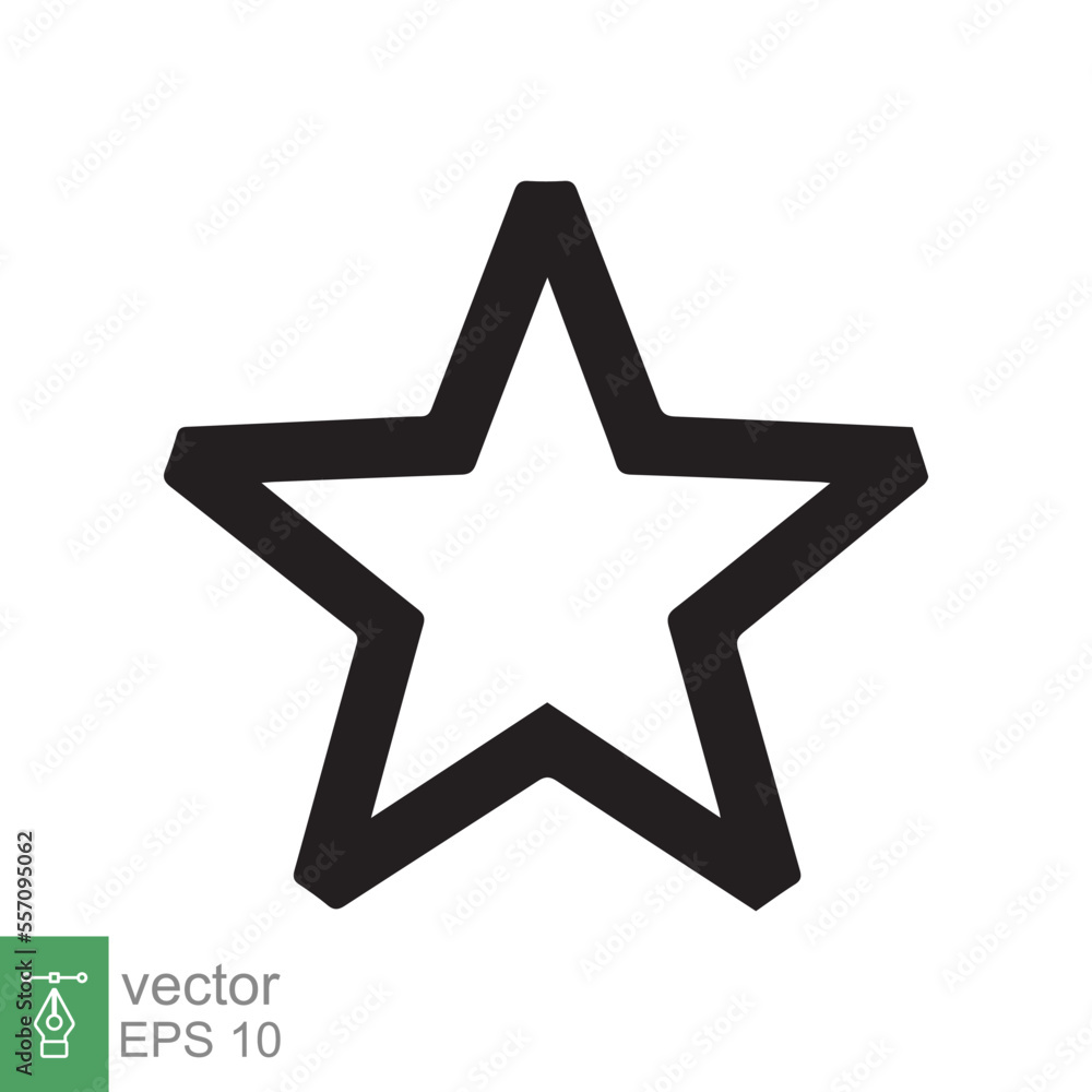 Star icon. Simple outline style. Black star, silhouette, favorite, rating star emblem shape, favourite concept. Thin line vector illustration design isolated on white background. EPS 10.