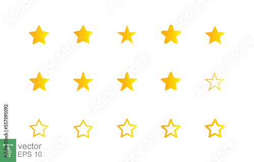 Star icon set. Simple outline style. Yellow star, favorite, rating star emblem shape, favourite concept. Vector illustration design collection isolated on white background. EPS 10.
