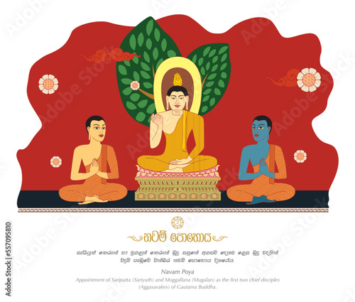 Navam Poya - Appointment of Sariputta (Sariyuth) and Moggallana (Mugalan) as the first two chief disciples (Aggasavakes) of Gautama Buddha. photo