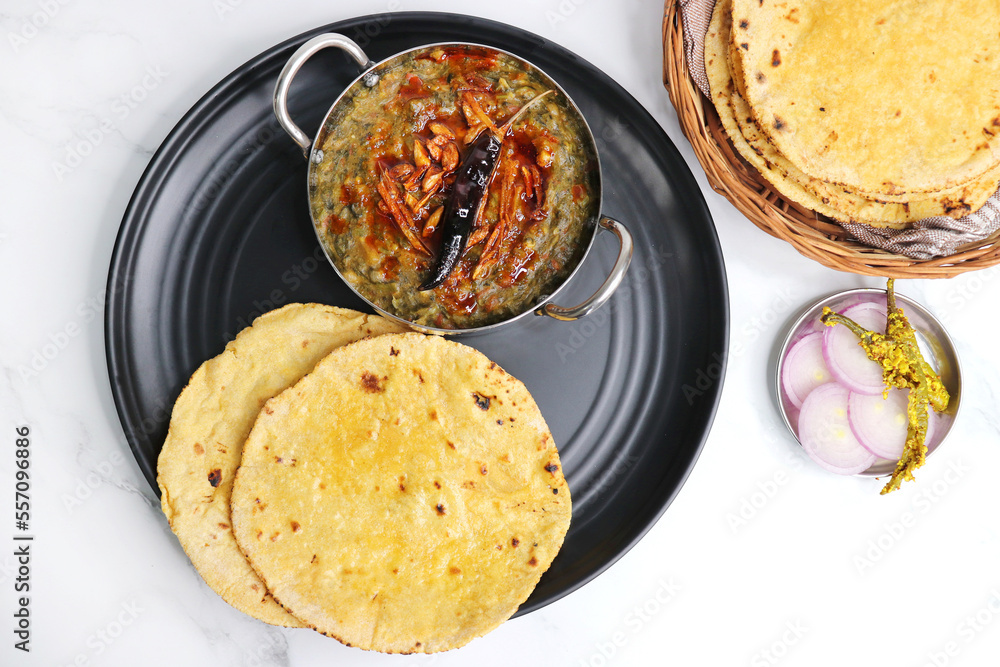 Sarson ka saag and Makke di roti. mustard leaves curry. It's a popular