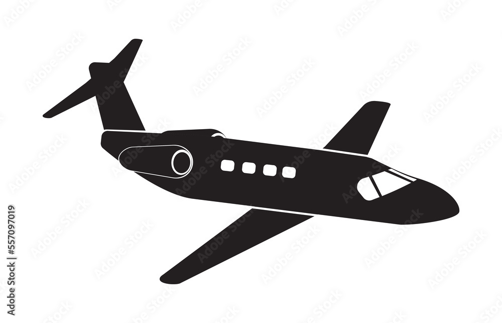 Fototapeta premium Private jet icon vector illustration, black on white background