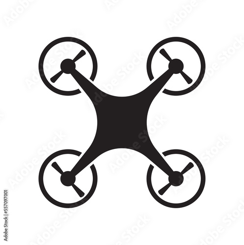 Drone icon vector illustration, black on white background