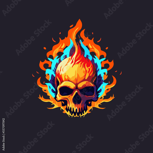 fire skull head logo mascot design vector template