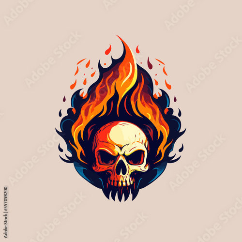 fire skull head logo mascot design vector template