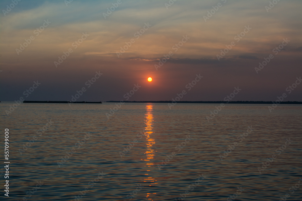 sunset above the sea in Bangpu ,Samutprakarn in Thailand