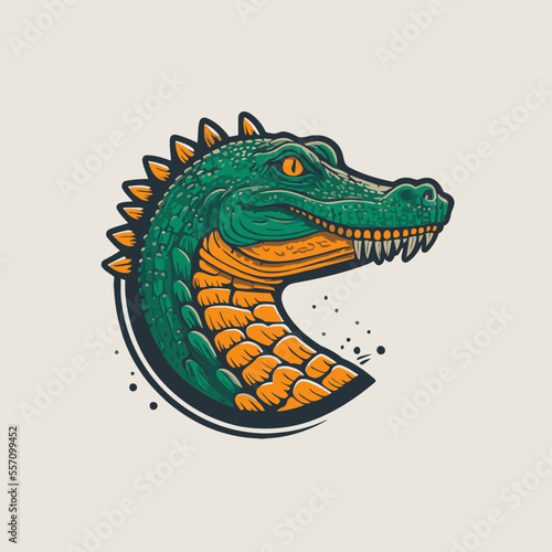 crocodile character logo mascot cartoon badge vector illustration © Vibrands Studio