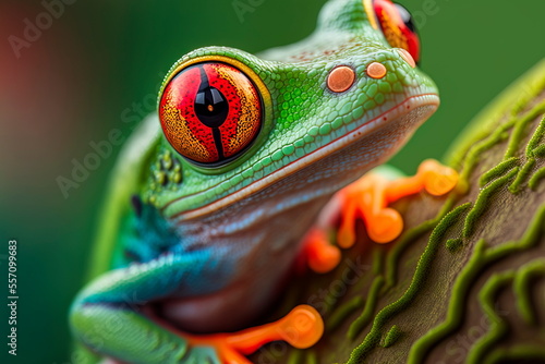 Red eye frog , bright vivid colors beautiful colorful rainforest animal photo
