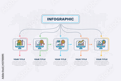 marketing infographic template with 5 steps