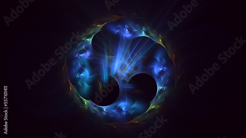 3D rendering abstract multicolor technology fractal light background