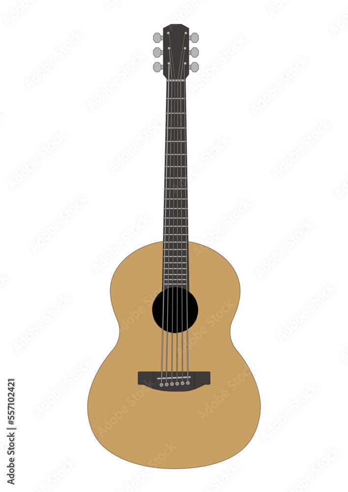 Naklejka premium シンプルでおしゃれなクラシックギターのリアルなイラスト素材