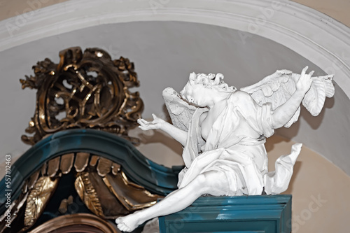 The angel statue by Johann Georg Pinzel in the Holy Protectress Church in Buchach, Ternopil district, Ukraine photo