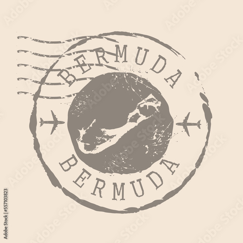Stamp Postal of  Bermuda. Map Silhouette rubber Seal.  Design Retro Travel. Seal of Map Bermuda grunge  for your design.  EPS10