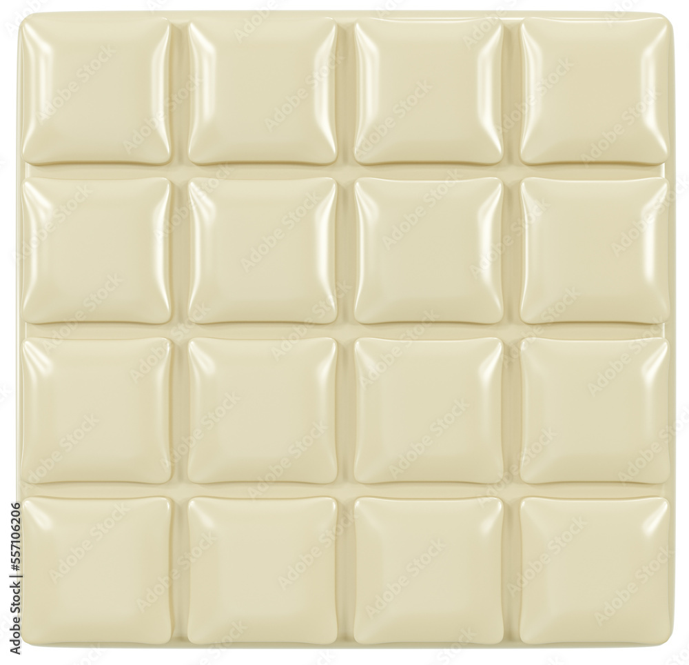 Close view of white chocolate isolated on white background top view high quality details, 3d rendering Close view of white chocolate isolated on white background top view high quality details, 3d rendering
