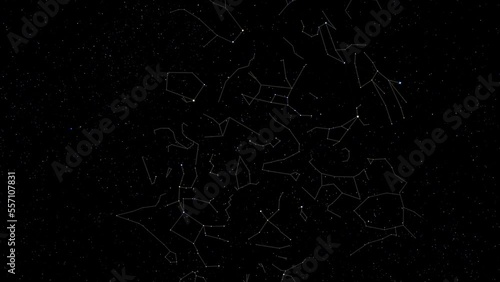 Motion image of how to find the North Star. How to find Spring Triangle, Great Curve, Summer Triangle, and Polaris from Cassiopeia and the Big Dipper