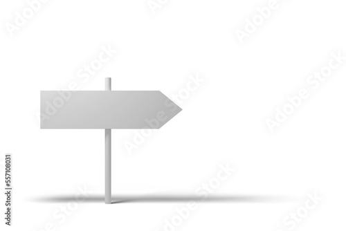 one blank direction sign board mockup, 3d rendering