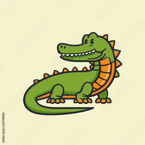 crocodile character logo mascot cartoon badge vector illustration