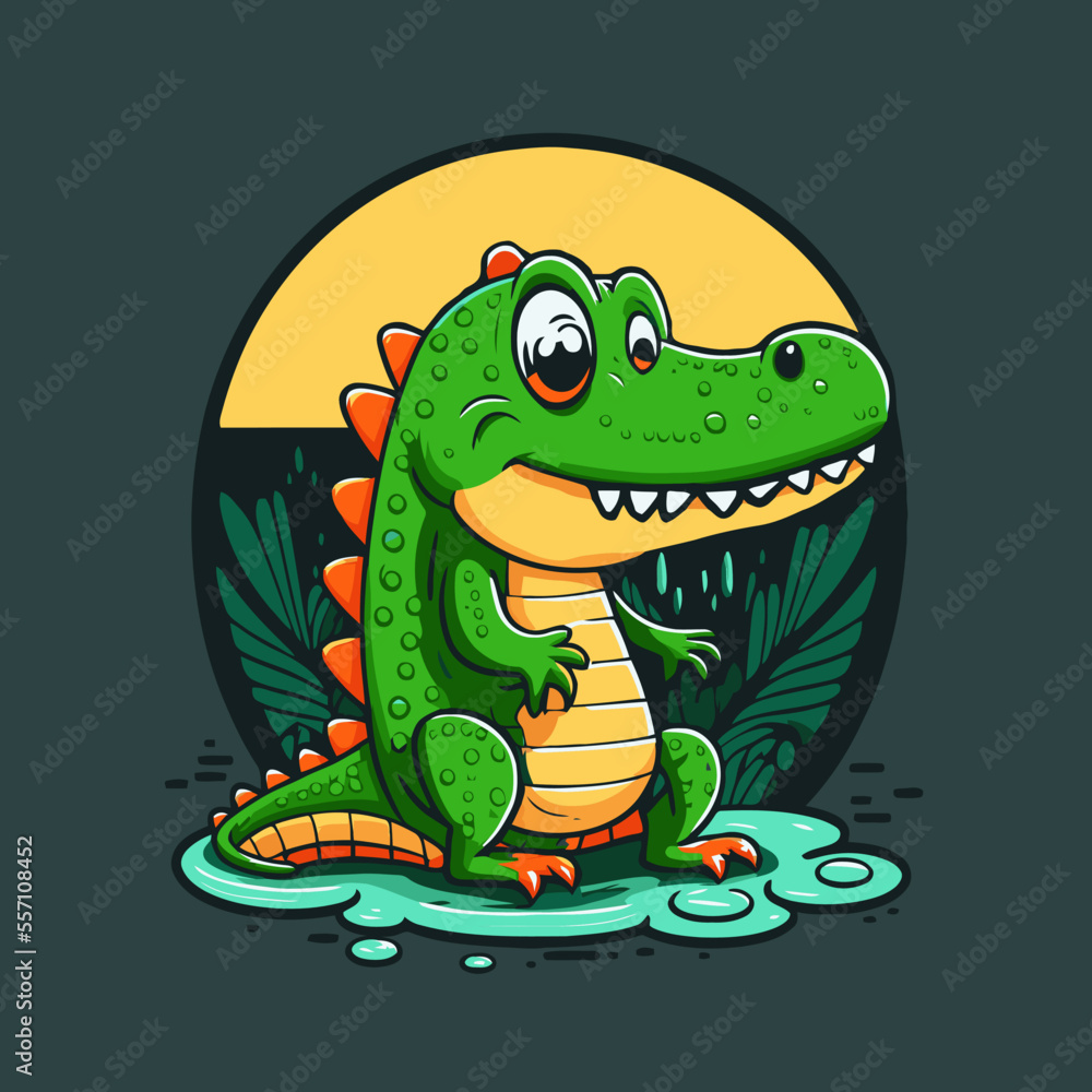 Fototapeta premium crocodile character logo mascot cartoon badge vector illustration