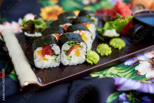 japanese sushi rolls.