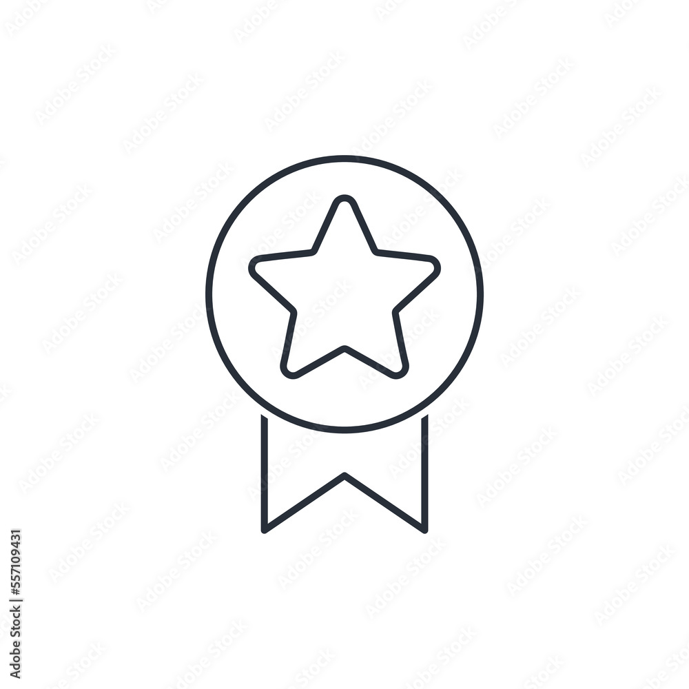 Insignia achievement. Rewarding. Vector linear icon isolated on white background. Insignia achievement. Rewarding. Vector linear icon isolated on white background.