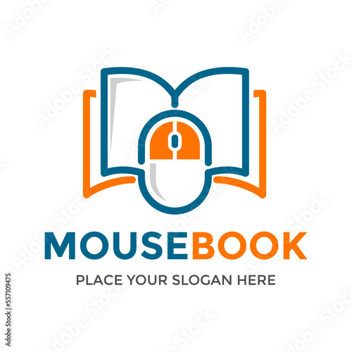 Mouse book vector logo template. This design use book and mouse symbol. Suitable for technology.