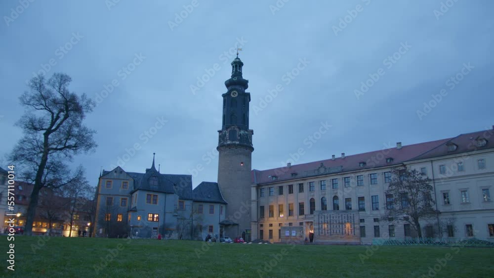 Moving Clouds Above City Palace of Weimar during Day to Night Time Lapse Moving Clouds Above City Palace of Weimar during Day to Night Time Lapse