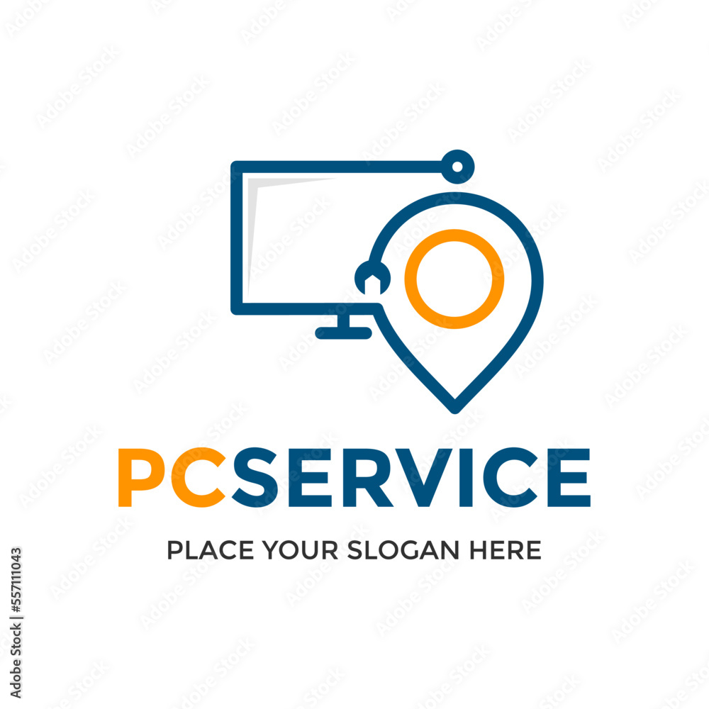 Pc service vector logo template. Suitable for repair of pc or computer. Pc service vector logo template. Suitable for repair of pc or computer.