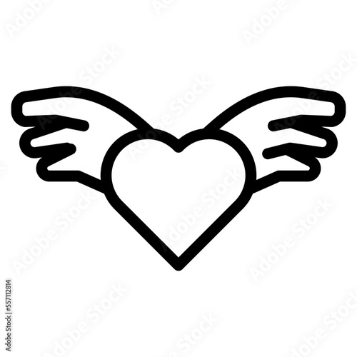 Flying heart icon in modern style.