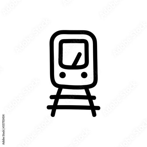 Commuter train. Public transport doodle icon. Vector illustration.