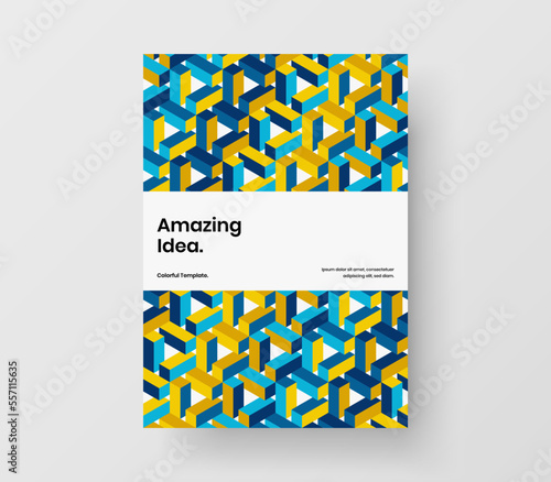 Creative catalog cover A4 vector design concept. Original mosaic pattern booklet illustration.