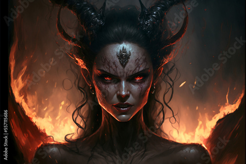 Succubus, a supernatural demon. Evil and seductive female devil. Generative AI.
 photo