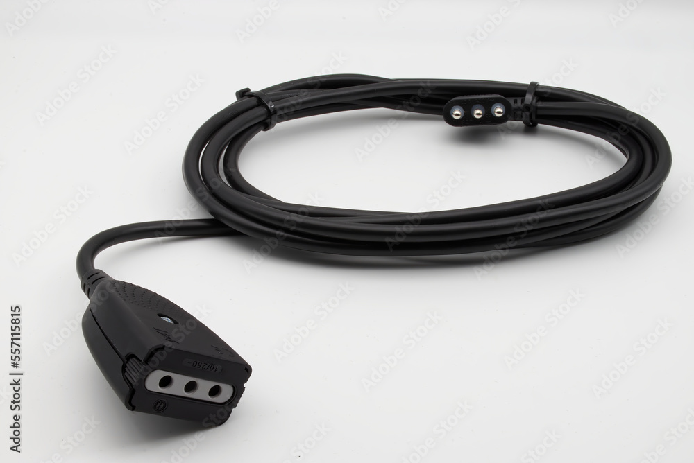 Black extension cord isolated on white background. Black extension cord isolated on white background.