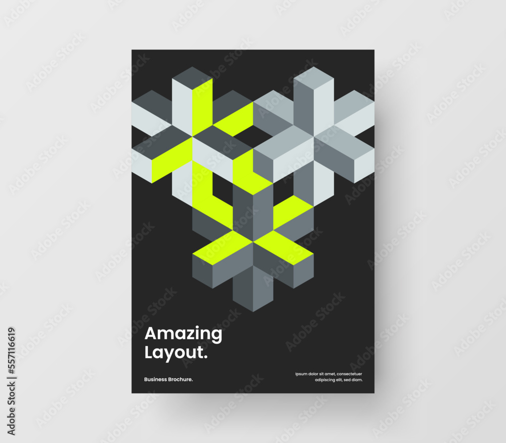 Fototapeta premium Minimalistic cover A4 design vector layout. Bright geometric tiles poster concept.