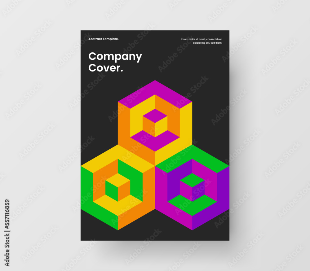 Fototapeta premium Premium leaflet A4 design vector template. Minimalistic mosaic shapes pamphlet layout.