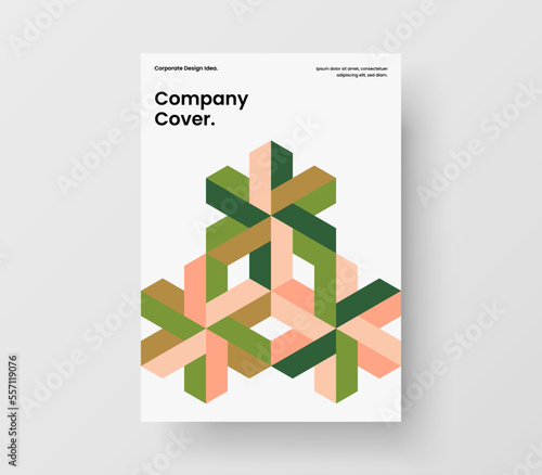 Unique journal cover vector design layout. Abstract mosaic hexagons flyer illustration.