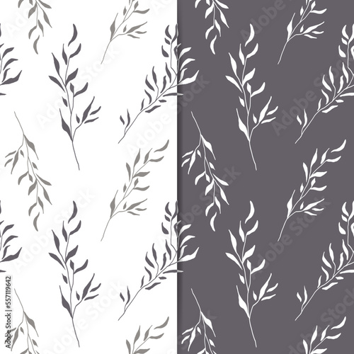 Seamless pattern monochrome colors with foliage abstract ornament. Perfect for wrapping paper  fabric  or wallpaper. Vector illustration.