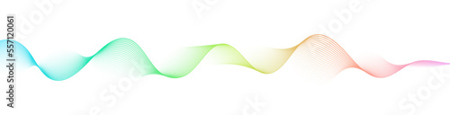 Abstract colorful gradient smooth wave on a white background. Dynamic sound wave. Design element. Vector illustration.