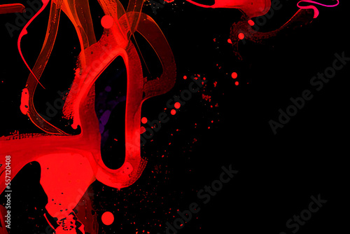 abstract pattern. red curved lines on a black background. isolated