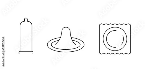 Barrier contraception method condom, line icon in vector