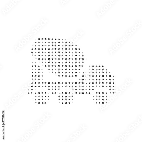 The concrete mixer truck symbol filled with black dots. Pointillism style. Vector illustration on white background