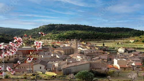 Small and beautiful village, las parras de castellote, in aragon, teruel, spain seen in spring