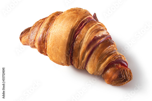 Croissant isolated on white. French bakery.