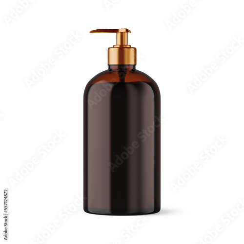 Black bottle with dispenser pump for liquid soap and moisture 3d illustration 