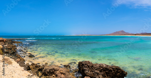 Panoramic view of Ervatao Beach on Boa Vista, Cape Verde