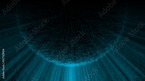 Global connections of particles in the technological sphere. Sphere of digital connections. Abstract detail technology in a networked world. 3d rendering.