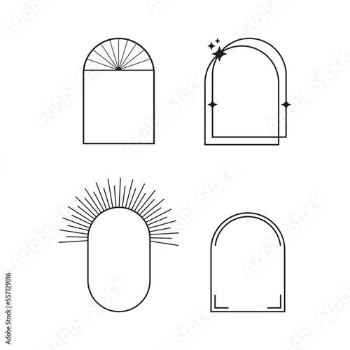 Monoline arch frame illustration collection for vector element design