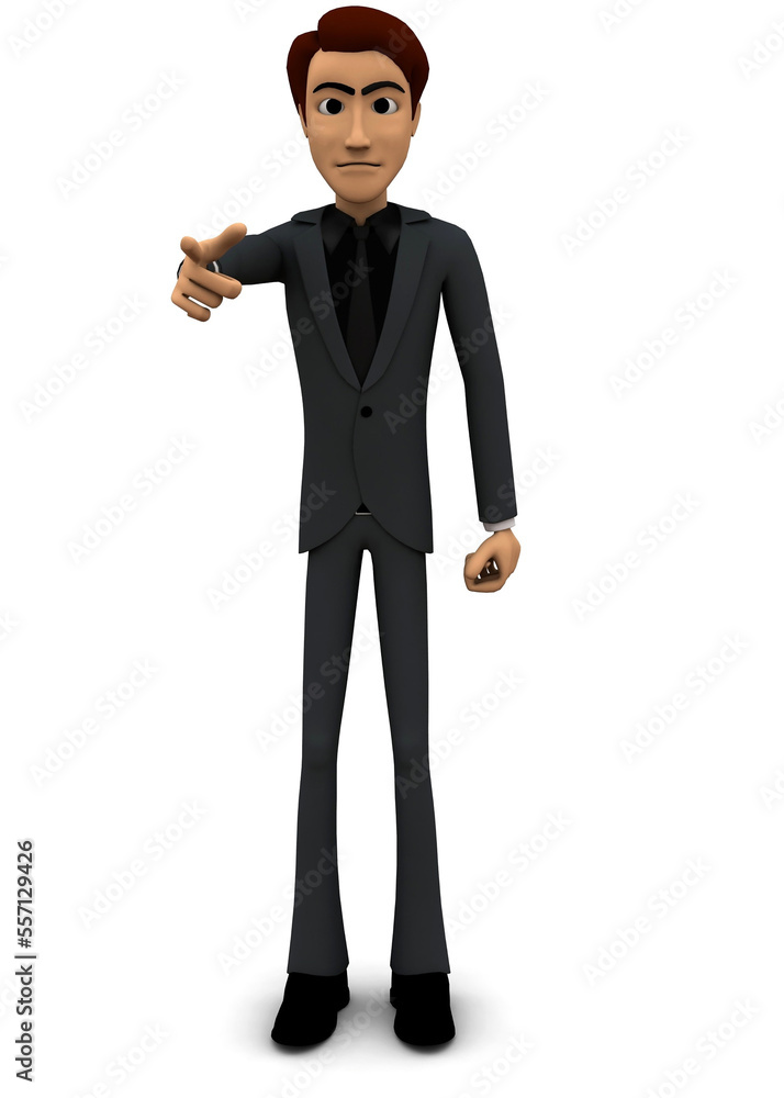 Fototapeta premium 3d man angry and pointing concept