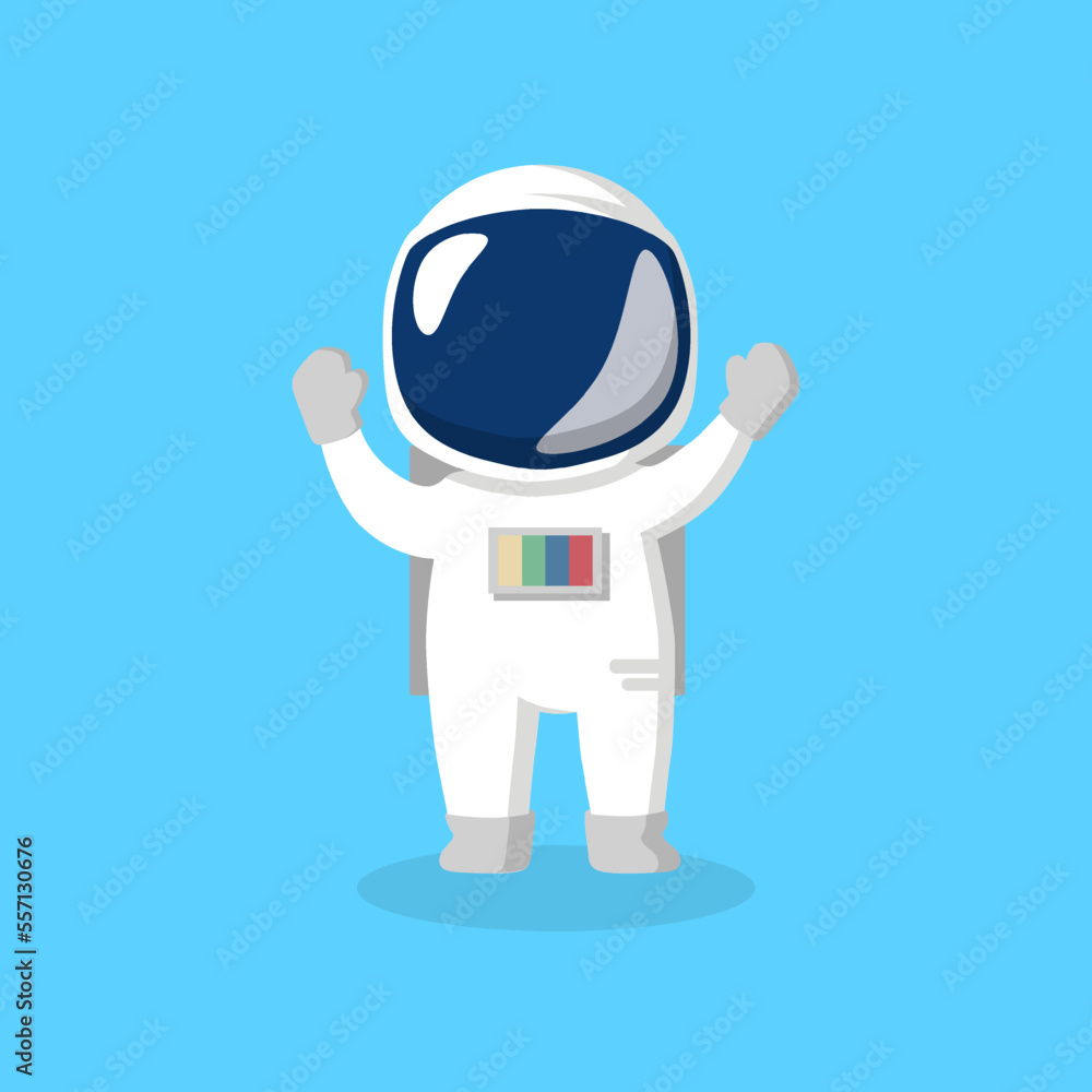 Astronaut Plain Background Cartoon Vector Illustration. Space Icon Concept Isolated Premium Vector. Cartoon Style